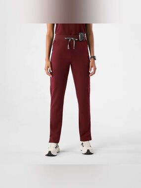 Figs Yola High Waisted Pant in Burgundy L Tall